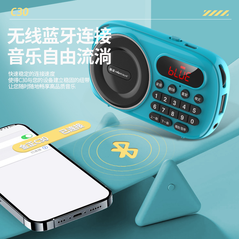 Jin Zheng C30 Bluetooth Radio Elderly Card-Slot U-Disk Speaker MP3 Music Player with Internal Recording and Download Radio
