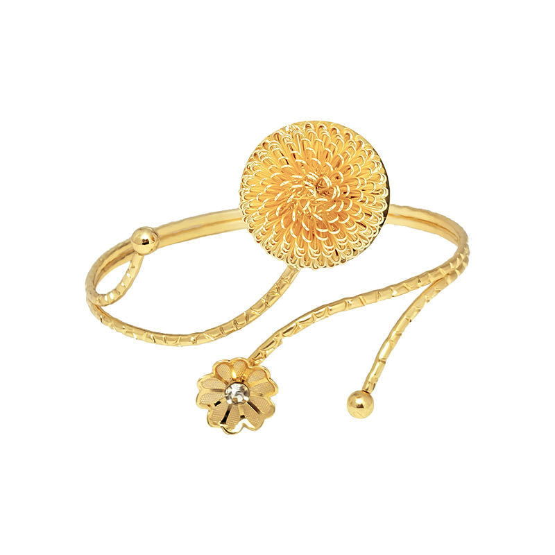 New butterfly bracelet exaggerated metal flower arm ring rhinestone open arm bracelet