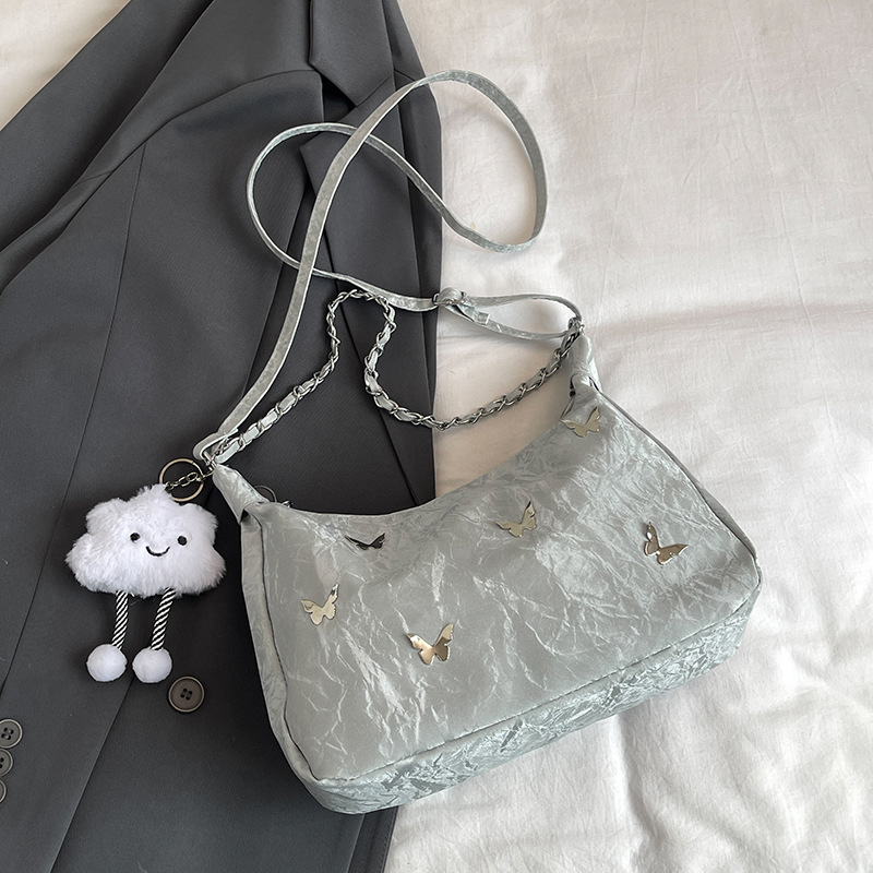 Small bag women 2026 autumn new butterfly decoration crossbody bag single shoulder underarm handbag small square bag
