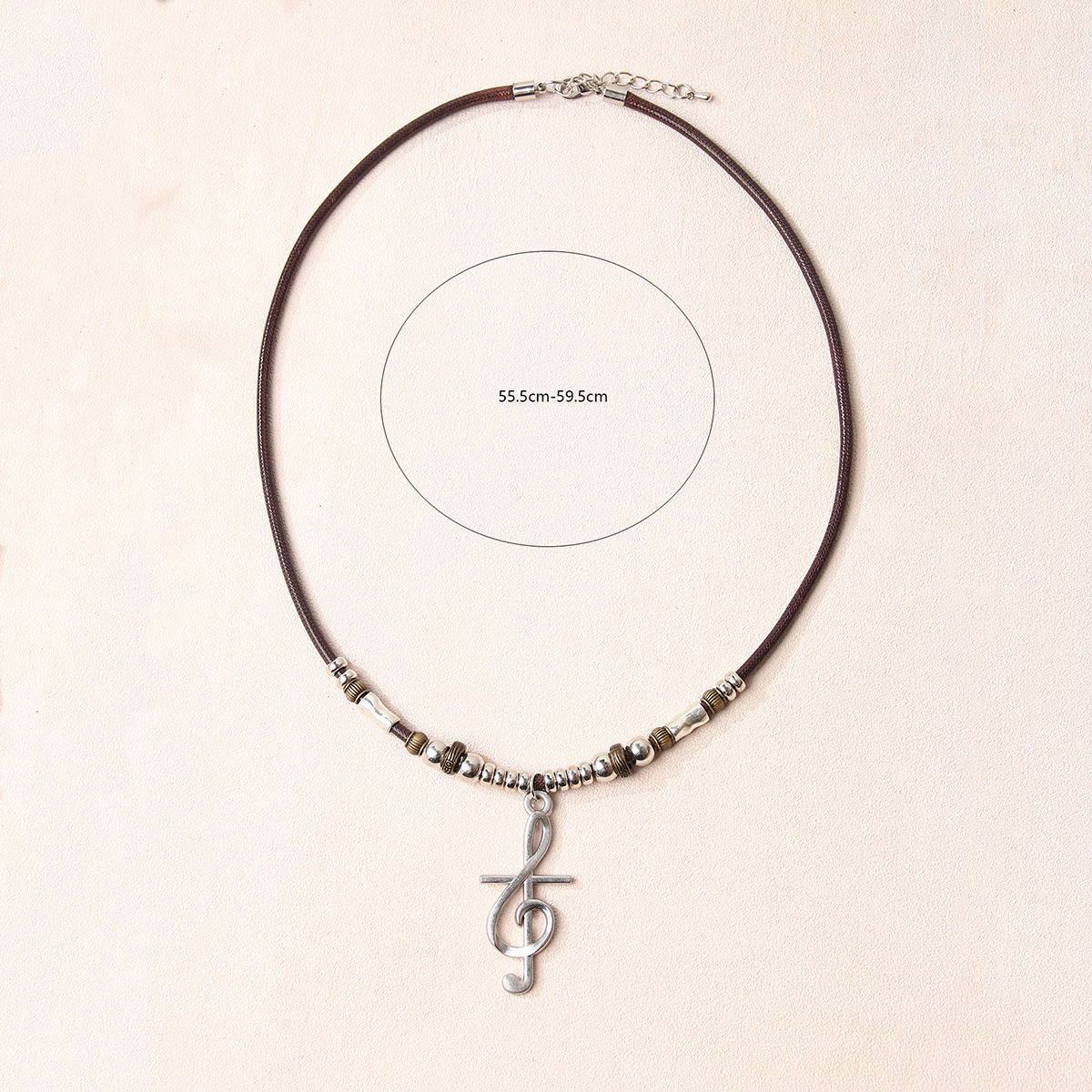 Cowhide Rope Ethnic Pendant Leather Accessories Fingerprint Alloy Sweater Chain Round Necklace