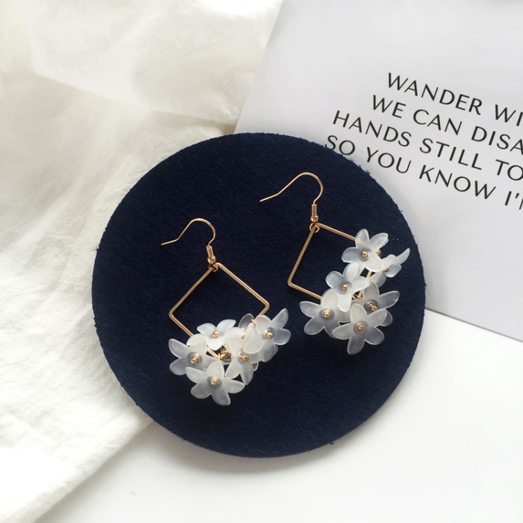 Forest style flower earrings fairy elegant long pearl ear studs simple ear accessories for women 1168