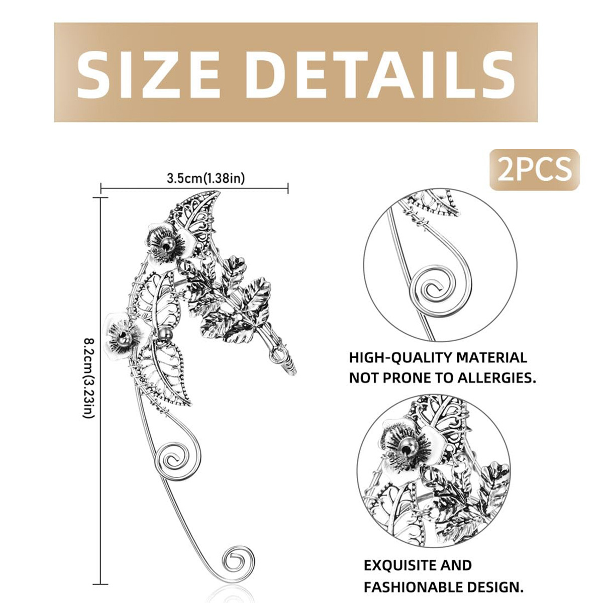 Exclusive Ear Elf No-Piercing Ear Clip Hollow Stud Earrings