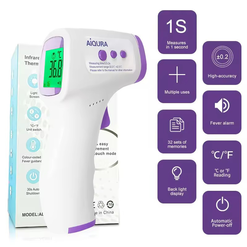 English Non-Contact Infrared Forehead Thermometer Home Portable Handheld Forehead Temperature Gun Thermometer