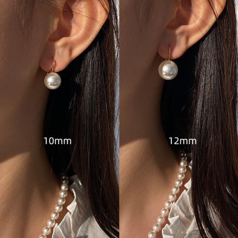 2025 new round pearl stud earrings women earrings commuting high heel ear hooks