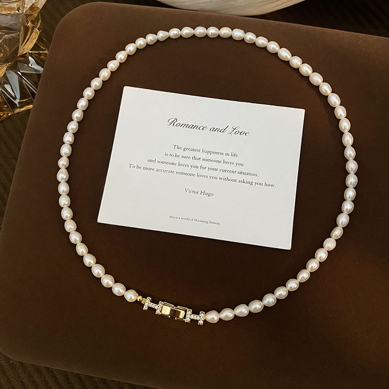 H design flawless high-quality 5mm natural freshwater pearl necklace for women, neck chain