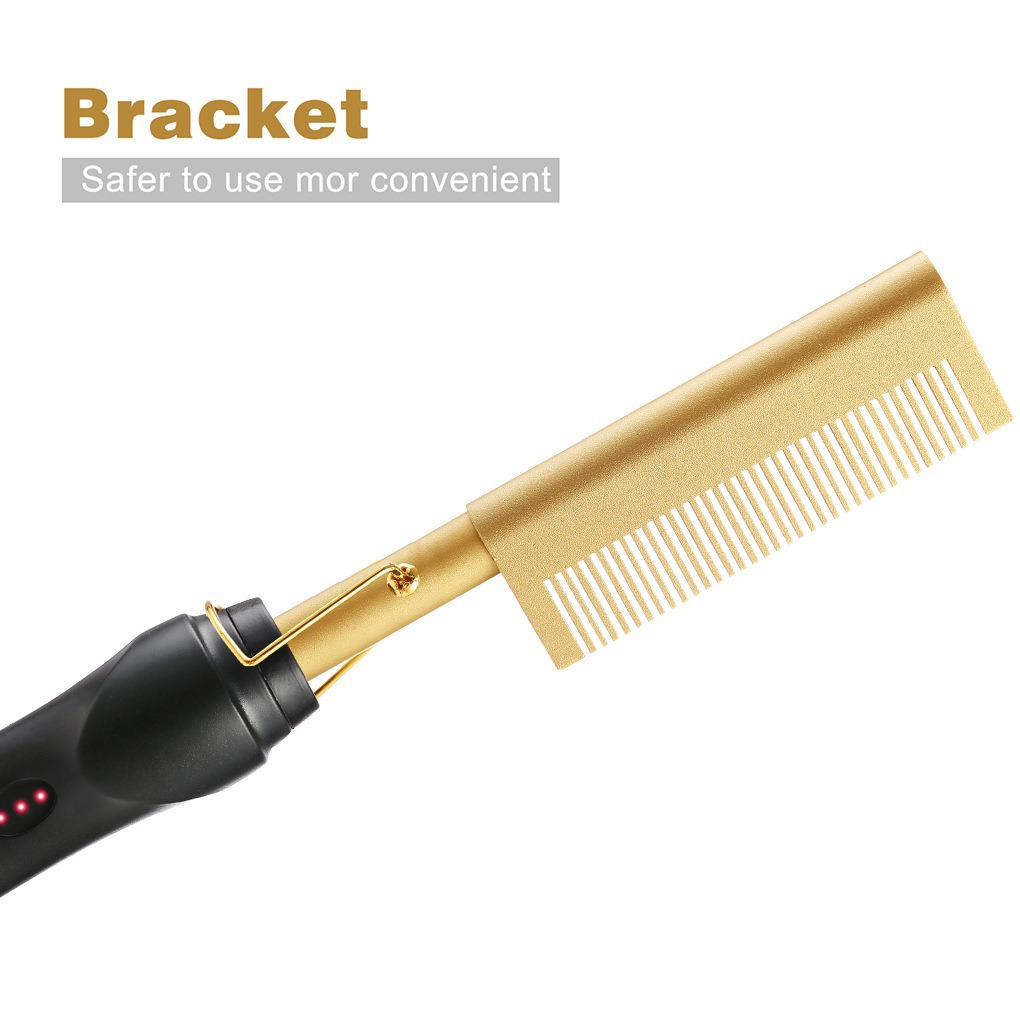 Electric Curling Comb 2-in-1 Curling Iron Electric Curl Straight Dual Use Copper Comb Curl Straight Function Electric Straightening Comb