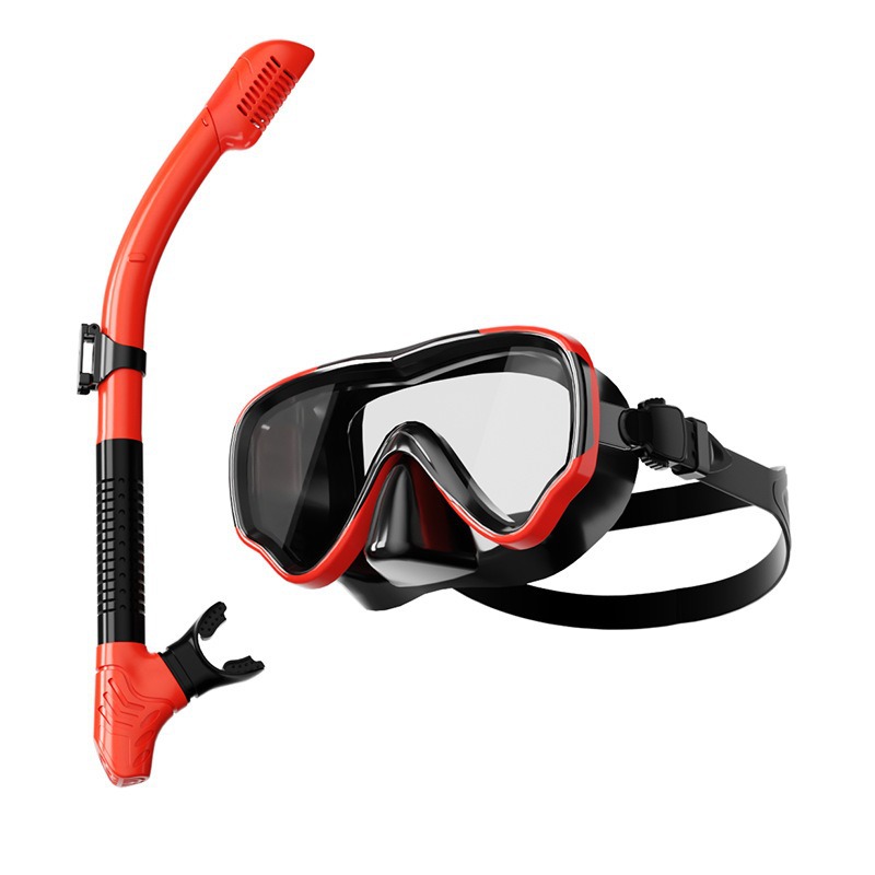 JUNHAIINS diving mask snorkel set for men and women adult large frame silicone diving mask