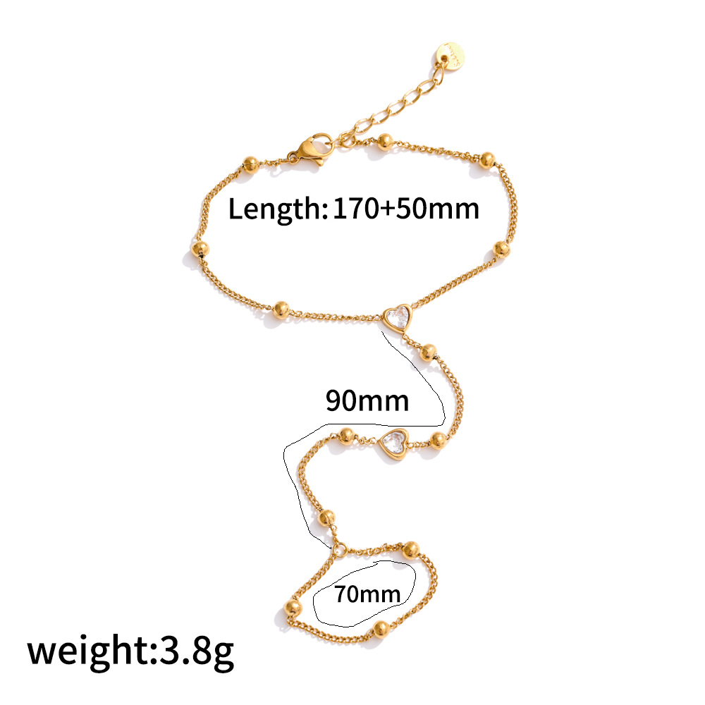Simple women hand jewelry stainless steel finger chain ring integrated 18k gold chain