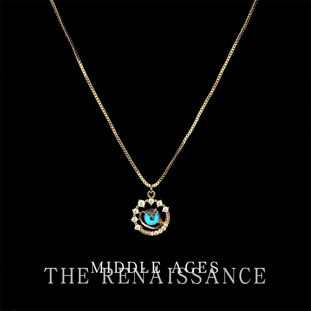 Vintage Light Retro Planet Zircon Necklace Collarbone Chain Necklace