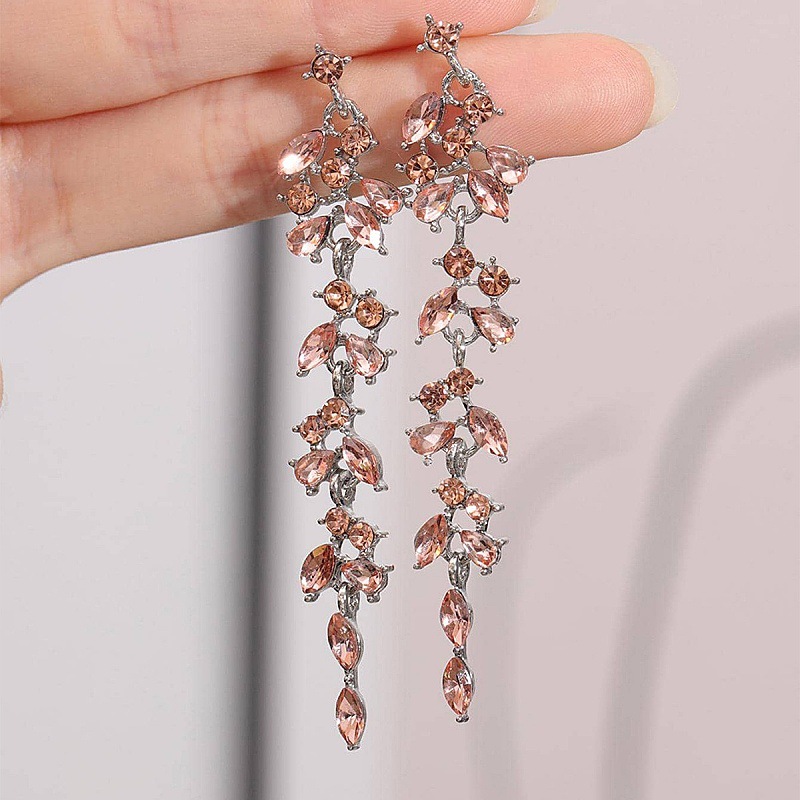 Rhinestone geometric tassel earrings exaggerated ear drop ear accessories