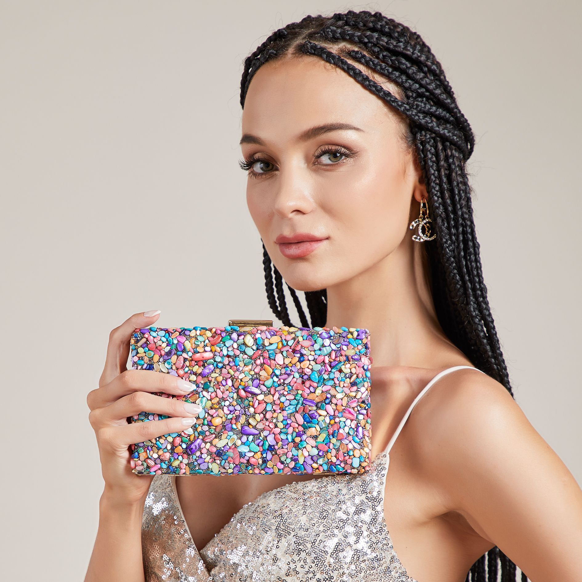 2023 new evening bag hand-held single shoulder crossbody crystal women's lock chain exclusive supply
