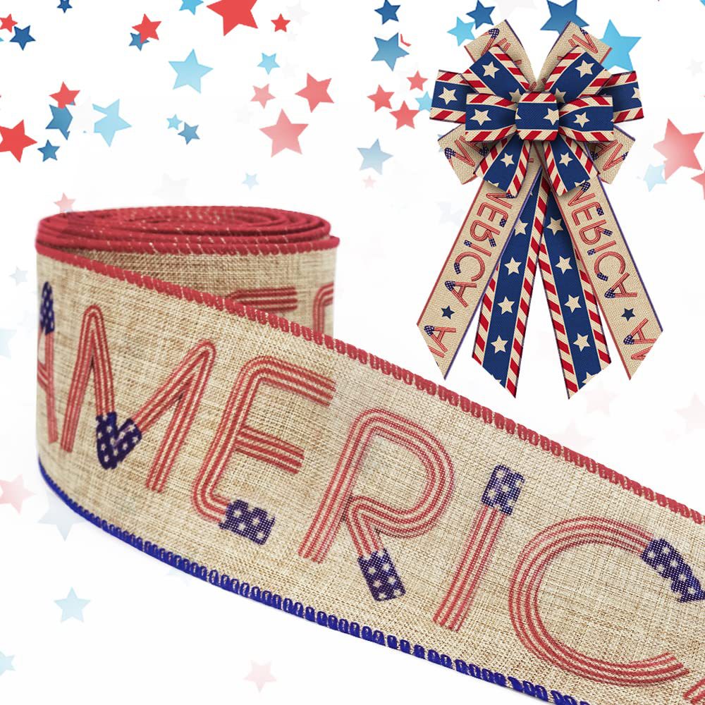 New USA Independence Day Decoration Burlap Bow Memorial Day Patriotic Wreath