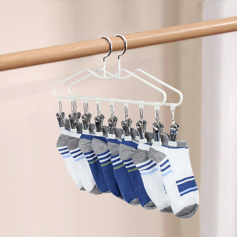 Hanger with Clips Household Underwear Pant Hanger Skirt Hanger Multifunctional Sock Clip Drying Rack Multi-Clip Hanger