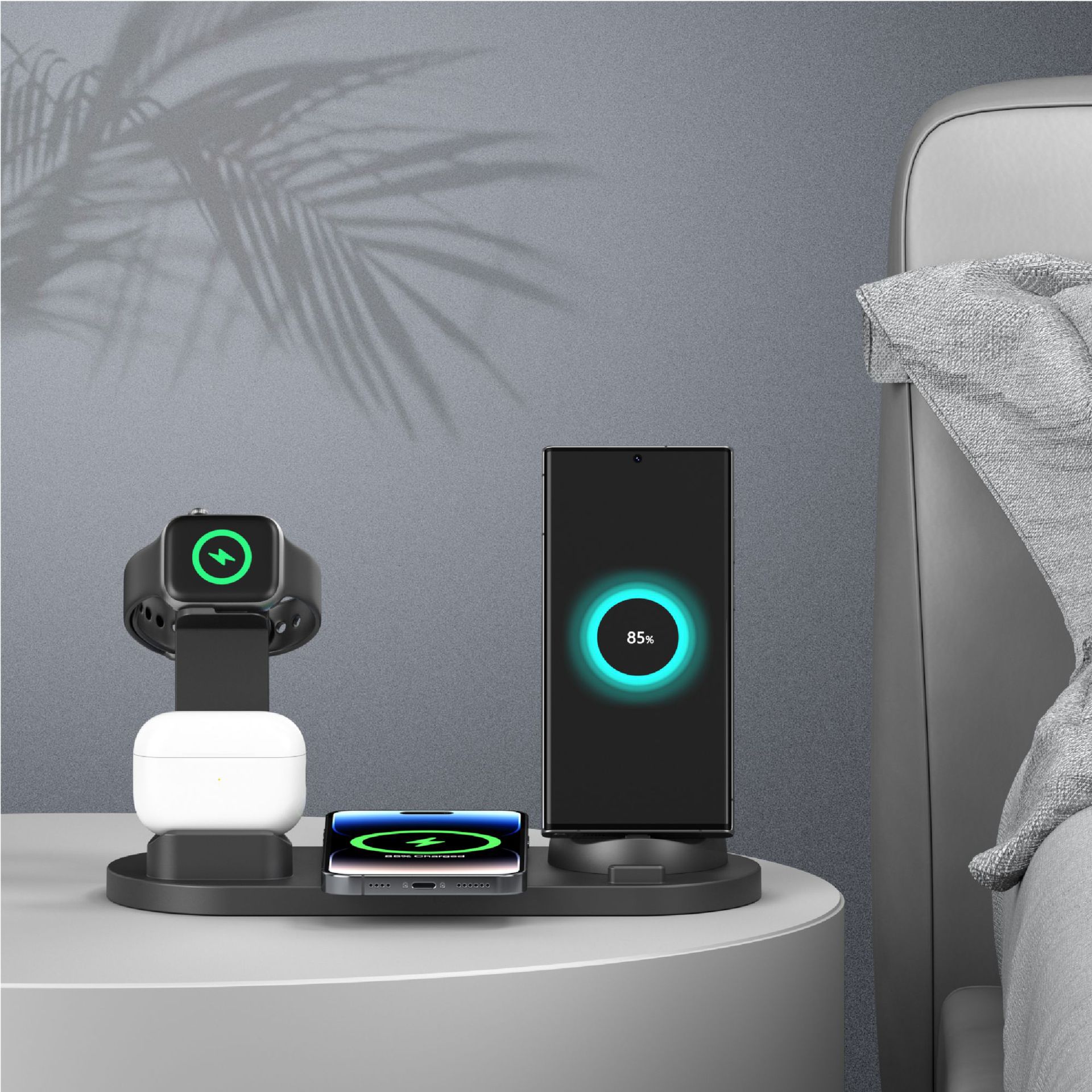 Multifunctional 6-in-1 Wireless Charger for Apple Phone Earphone Hand