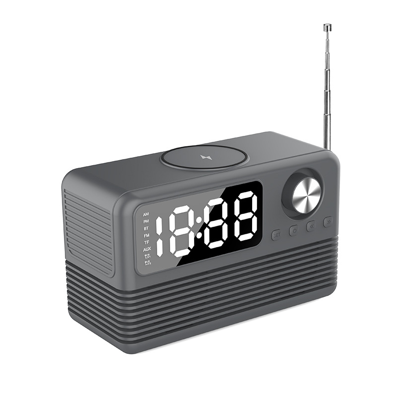 Bluetooth speaker 15W wireless charging clock LED audio new hotel supplies wireless charging Bluetooth speaker
