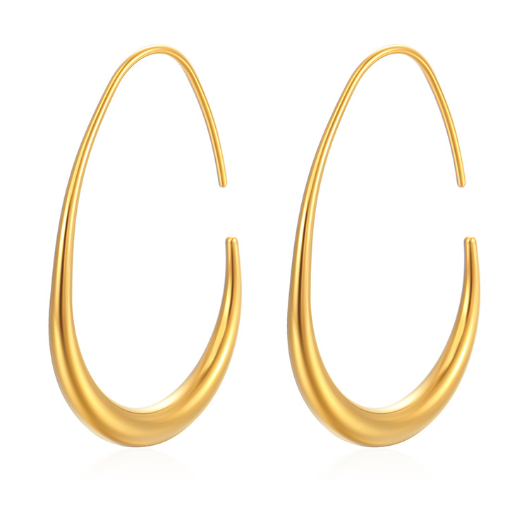 Egg-shaped stainless steel ear cuffs for women, earrings ear accessories