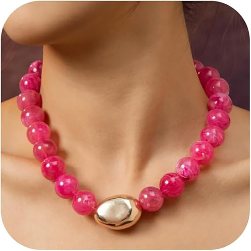 New Acrylic Colorful Beaded Necklace Exaggerated Style Women's Necklace Accessories