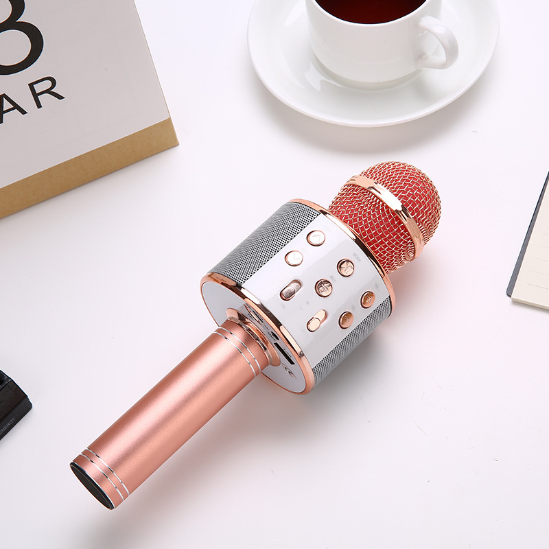WS858 Phone K Song Treasure Karaoke Wireless Bluetooth Condenser Microphone Children's Song Microphone Speaker All-in-One