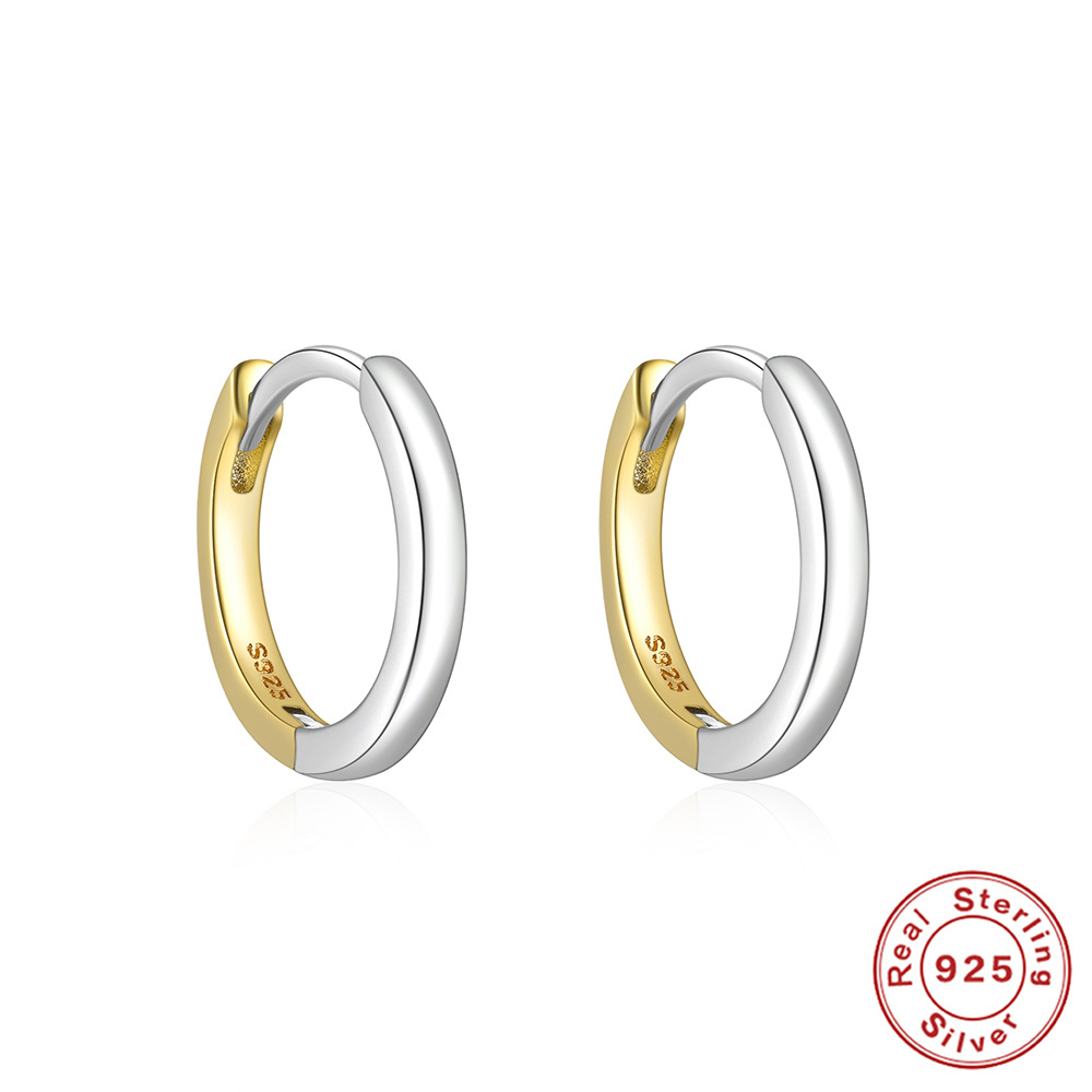 S925 sterling silver curved wave two-tone diamond-set ear cuff earring INS style