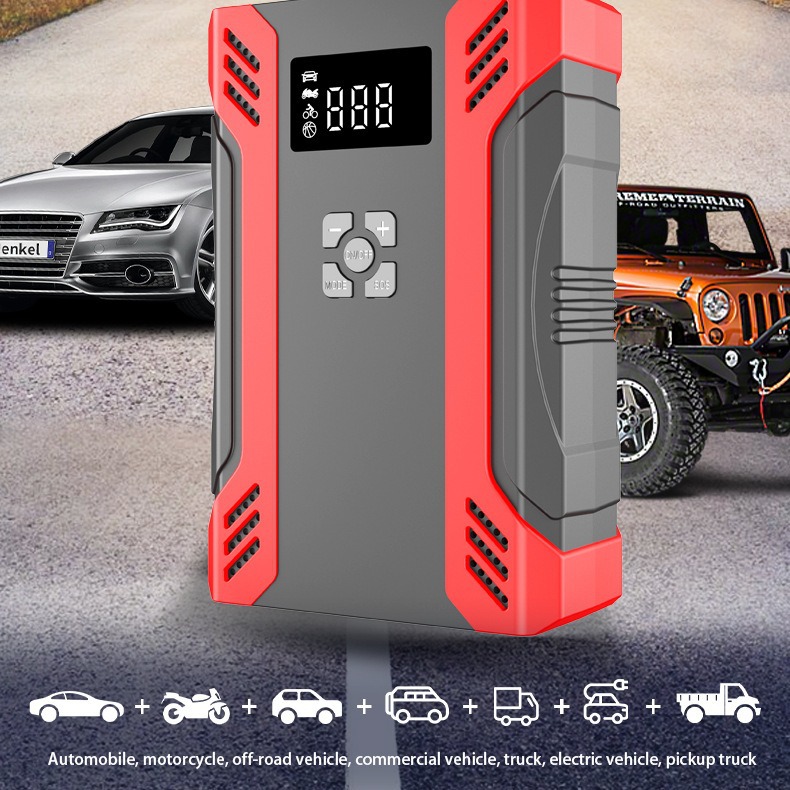 New Multifunctional 12V Car Portable Emergency Start Power Bank Mobile Power Wireless Inflator Pump All-in-One