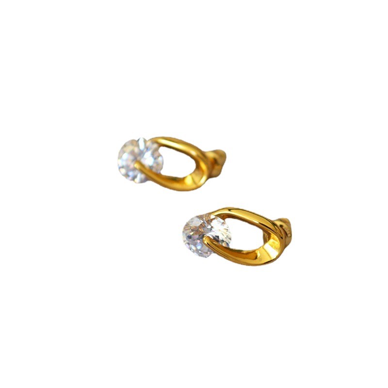 Japanese-Korean simple delicate small shiny zirconium 925 silver pin ear studs ear accessories daily commuting