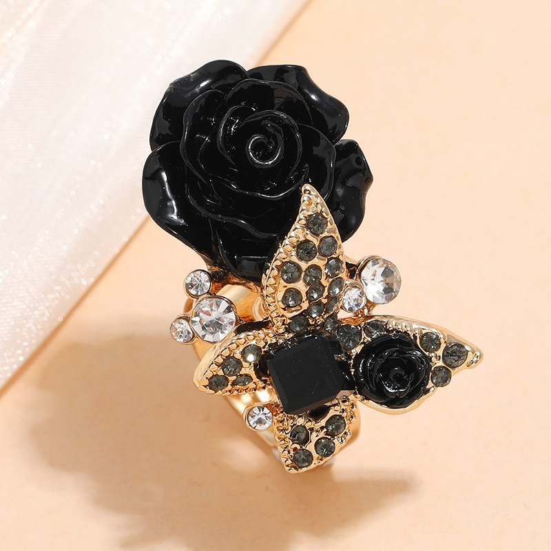 High-quality rose ring ethnic style butterfly ring Bohemian alloy jewelry