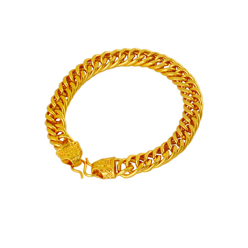 Imitation blessing bracelet men's bold Vietnam sand gold bracelet boss gold-plated snake bone chain president chain stamp 999