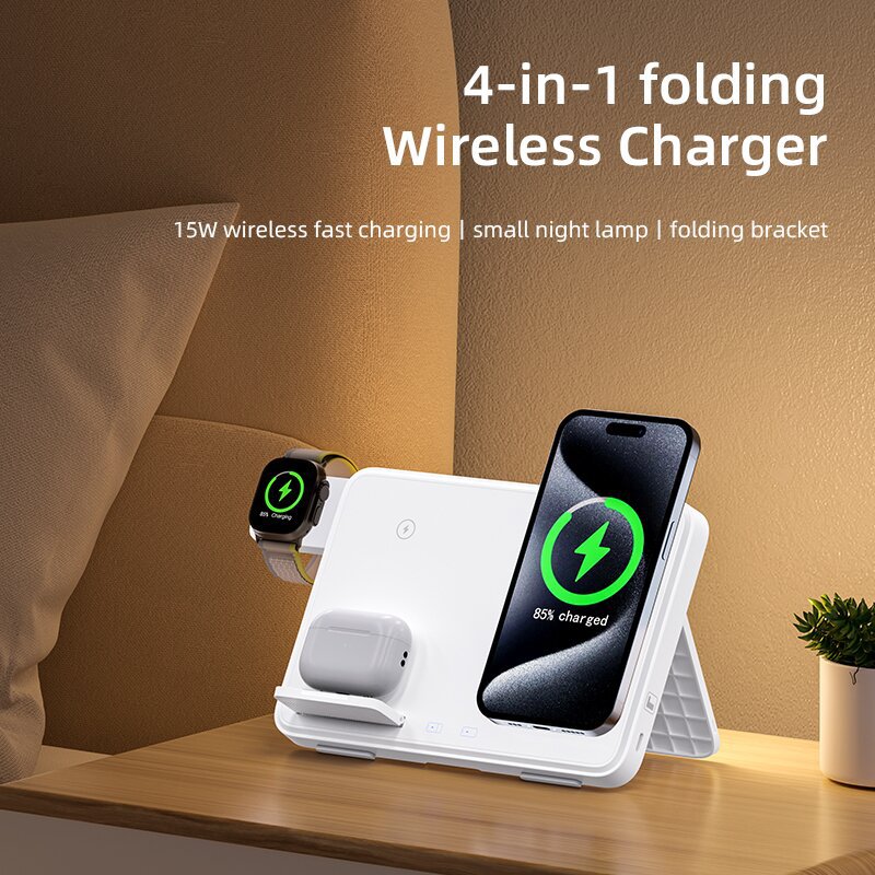 New multifunctional three-in-one foldable wireless charger, suitable for Apple and Samsung phones