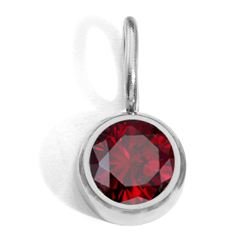 eManco Stainless Steel Jewelry Accessories 8mm Birthstone Pendant DIY Jewelry Accessories Colored Rhinestone Charm