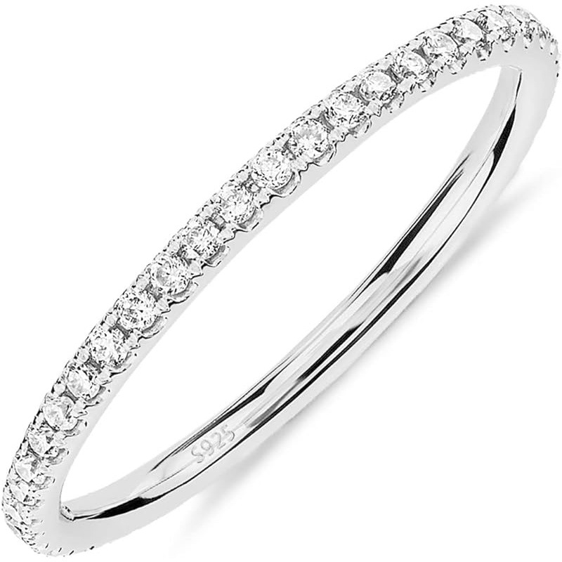 14K Gold Plated Solid 925 Sterling Silver CZ Row Drill Ring