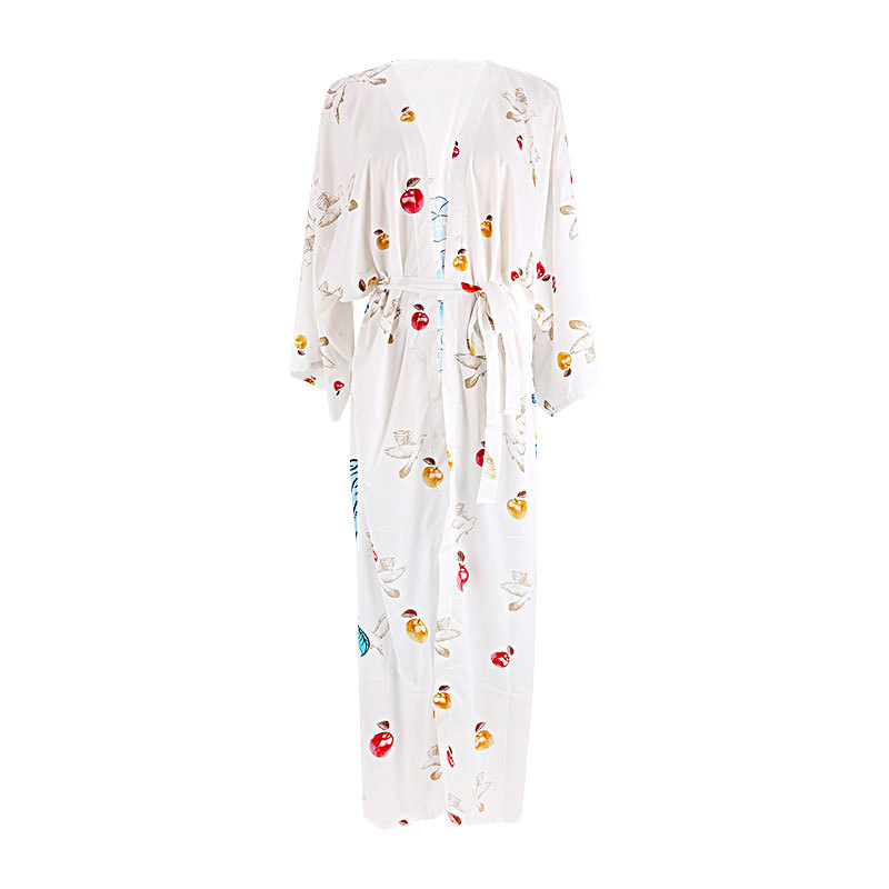 Polyester Printed Long Sun Protection Cardigan Women Swimsuit Outer Bikini Cover Up Women Vacation Beach Jacket