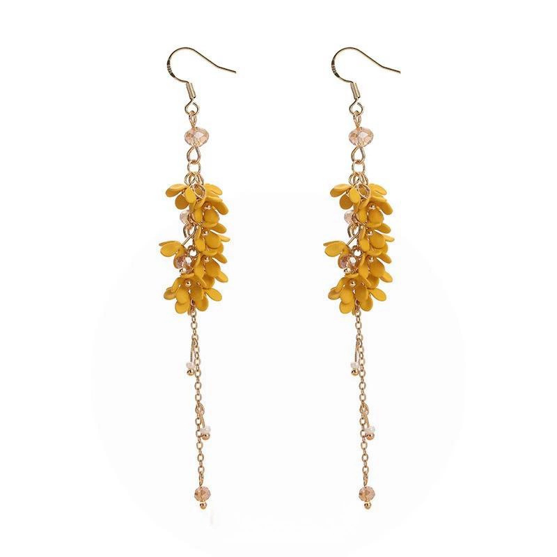 Golden autumn osmanthus long tassel flower forest sweet earrings ear hooks mosquito coil ear cuffs women
