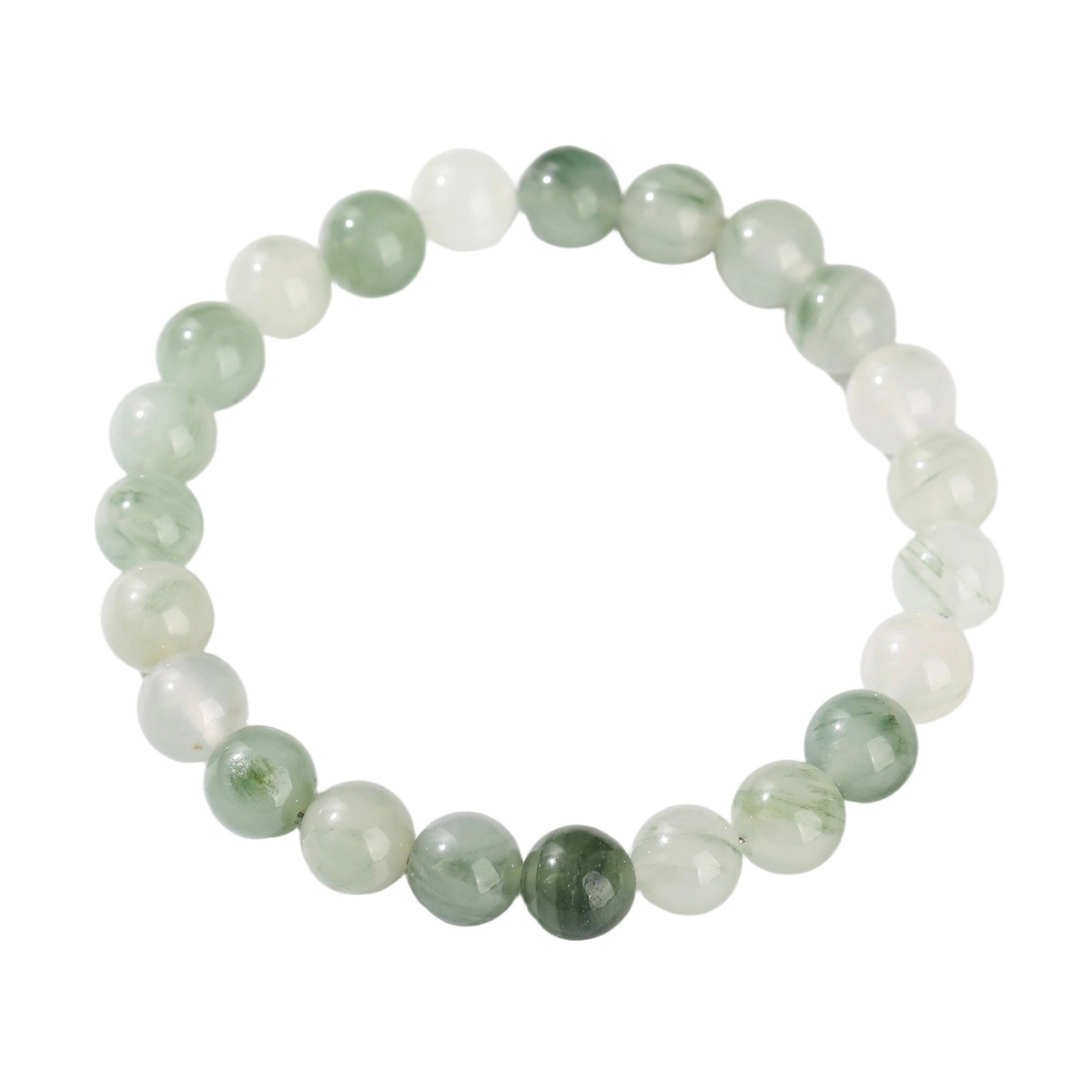 Natural Tianshan Jade Bracelet for Women Xinjiang Round Bead Floating Flower Jade Bracelet Live Streaming
