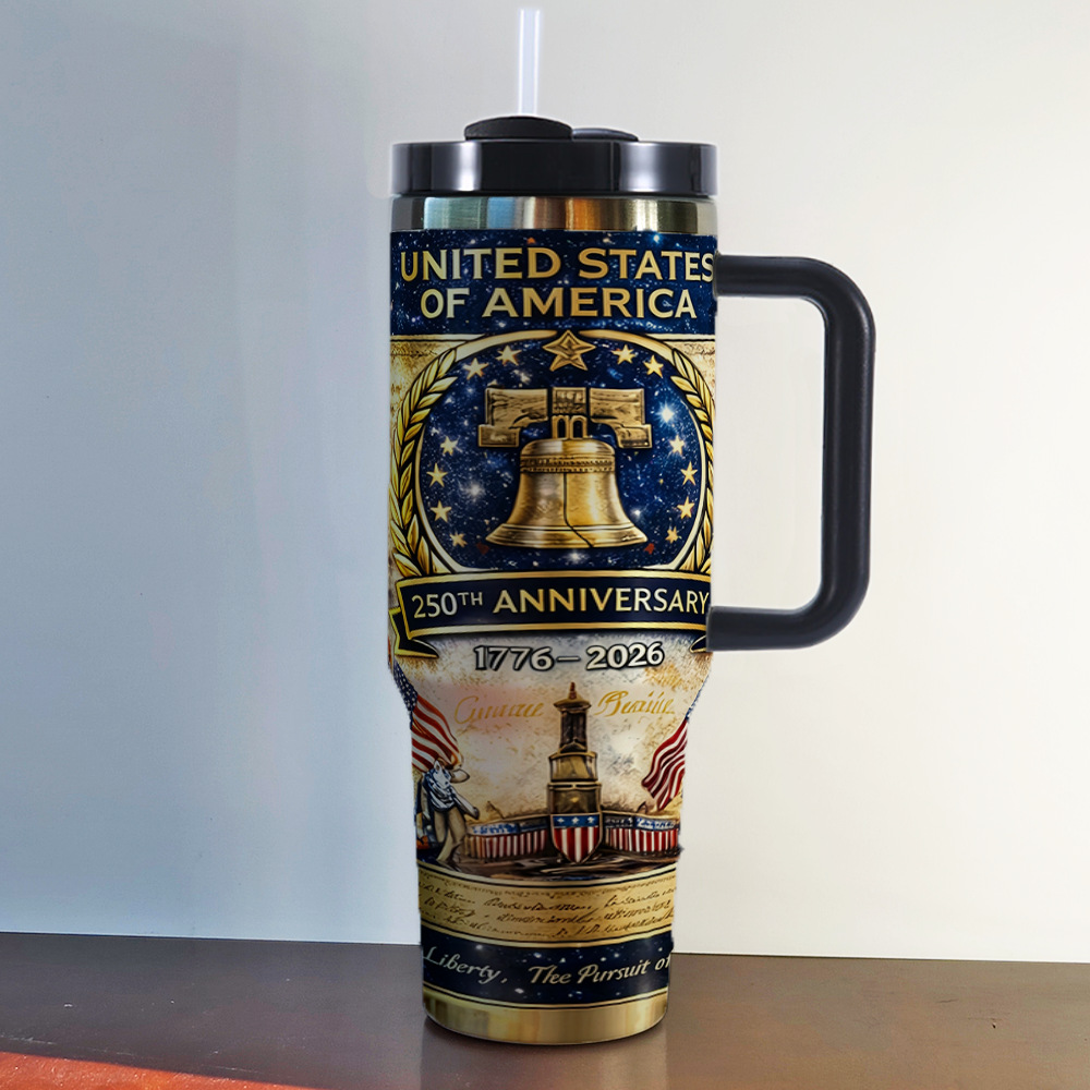 American Independence Day 250th Anniversary 40oz Insulated Tumbler Stainless Steel Cold Cup Car Cup