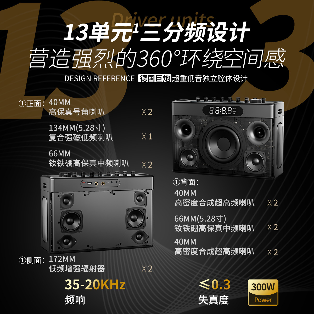 New S1127PLUS Digital Sound Card Bluetooth Speaker Outdoor High Power Square Dance Audio Portable Speaker
