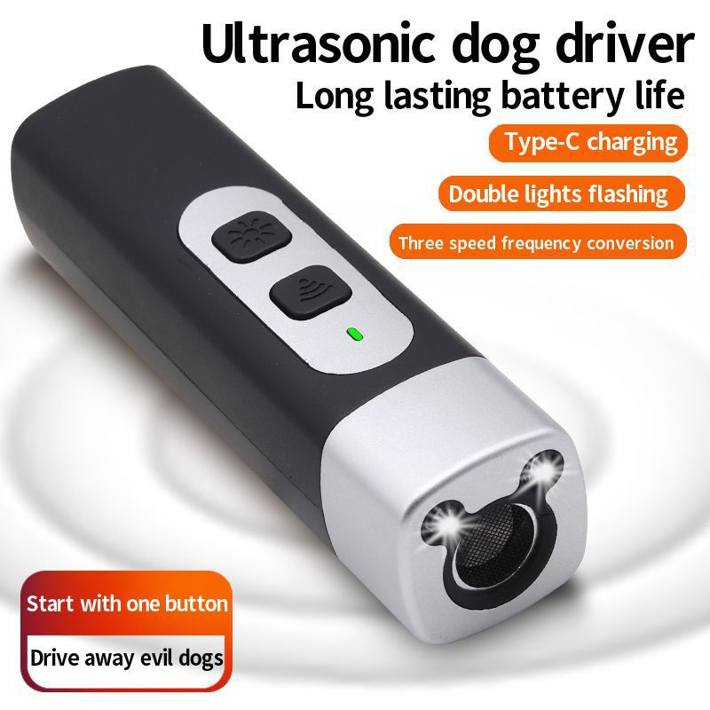 Ultrasonic Dog Repeller Outdoor Portable Dog Trainer Pet Training Supplies Mini Handheld Flashlight with Light