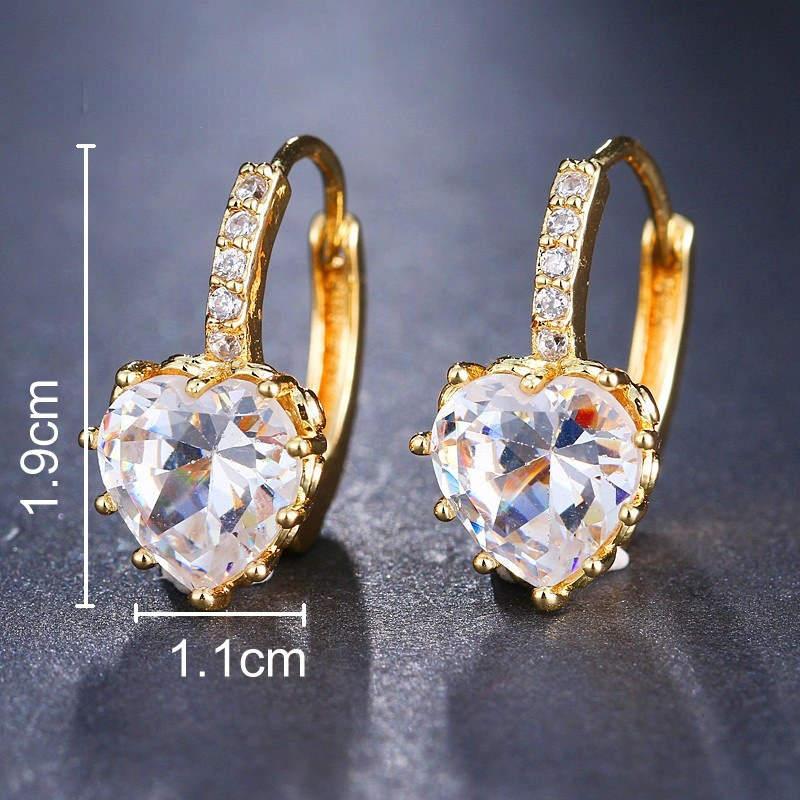 Fairy heart zircon ear clip simple diamond-like earring ear jewelry