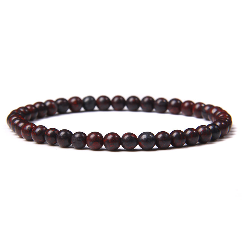 4mm artificial stone bead bracelet for men, simple elastic rope bracelet
