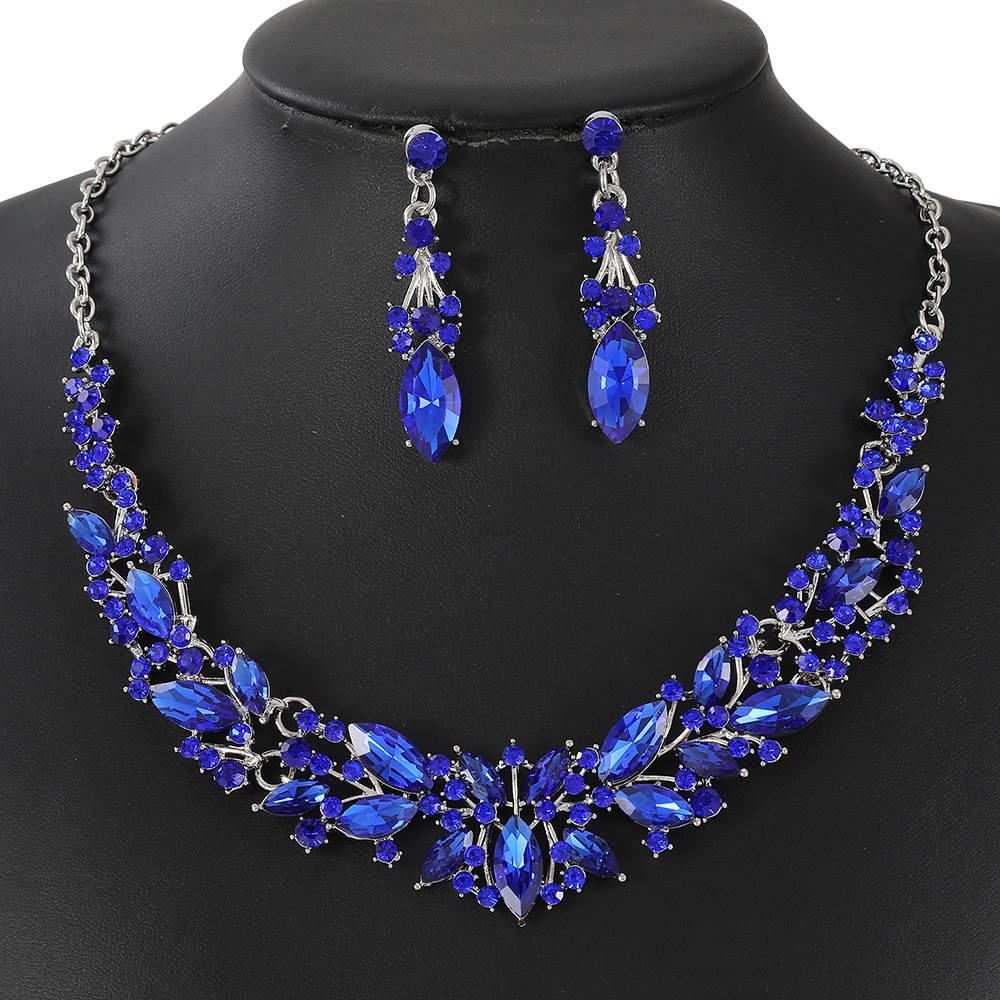 Crystal Necklace Earring Jewelry Set Bride Wedding Dress Accessories