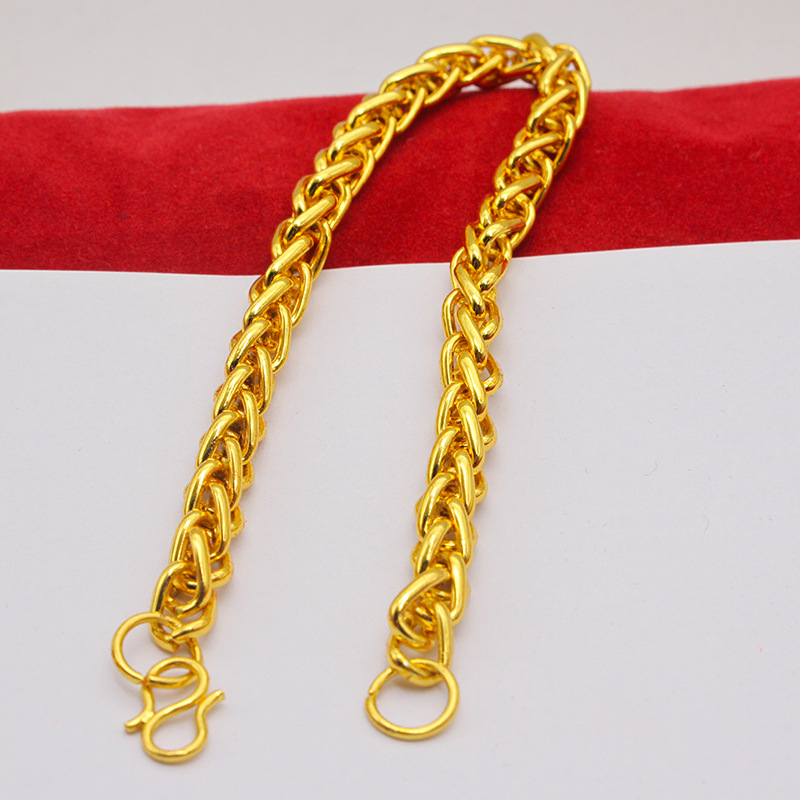 6/9/12mm men's and women's gold bracelet alloy gold-plated NK bracelet flat bold side Cuban bracelet long-lasting non-fading