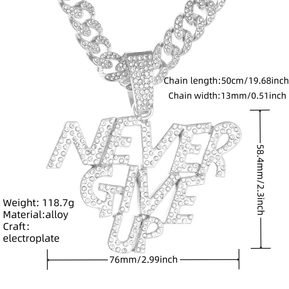 Gangster hip-hop full diamond pendant exaggerated alloy Cuban chain necklace pendant diamond-embedded cross