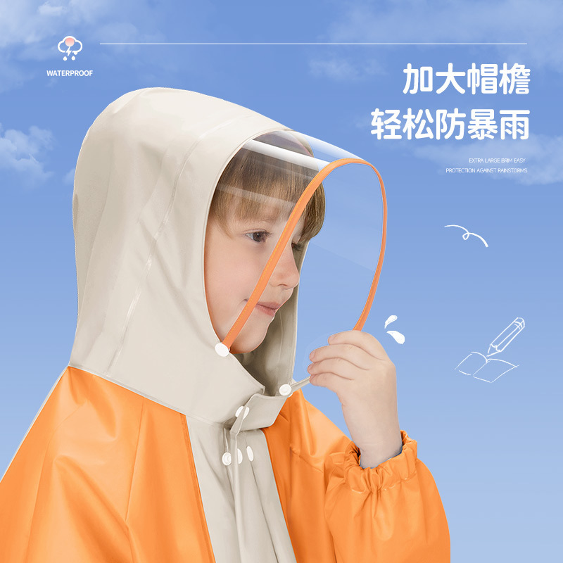 Children Raincoat School Style Kindergarten Big Kids Small Kids School with Backpack Position Full Body