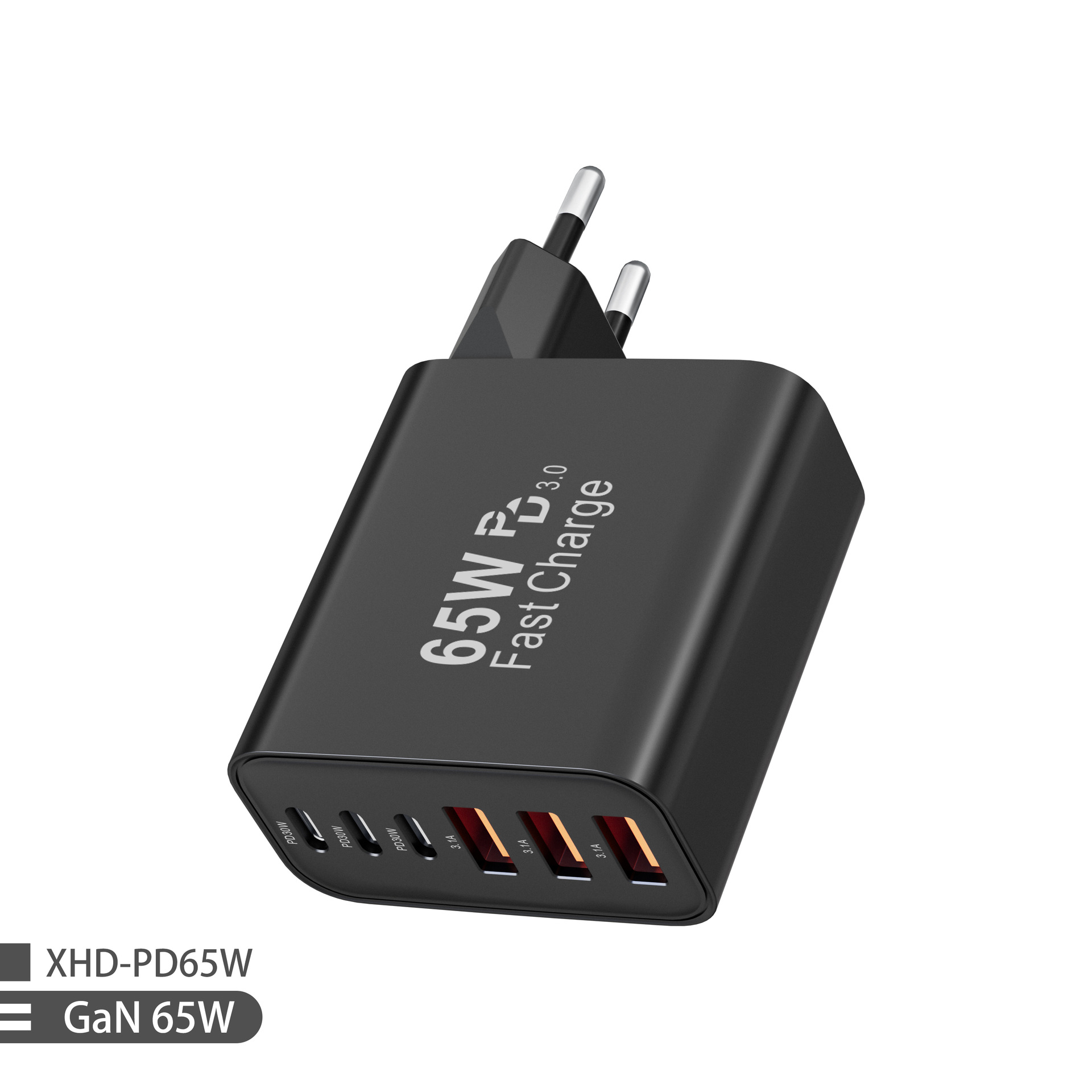 New PD65W EU standard charger for Apple 13 Pro Max Samsung charging head 3C3A multi-port charger