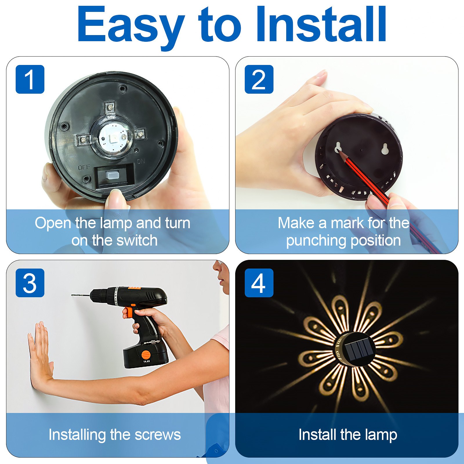 Custom outdoor solar shadow wall light waterproof garden yard light landscape decoration LED light peacock projection light