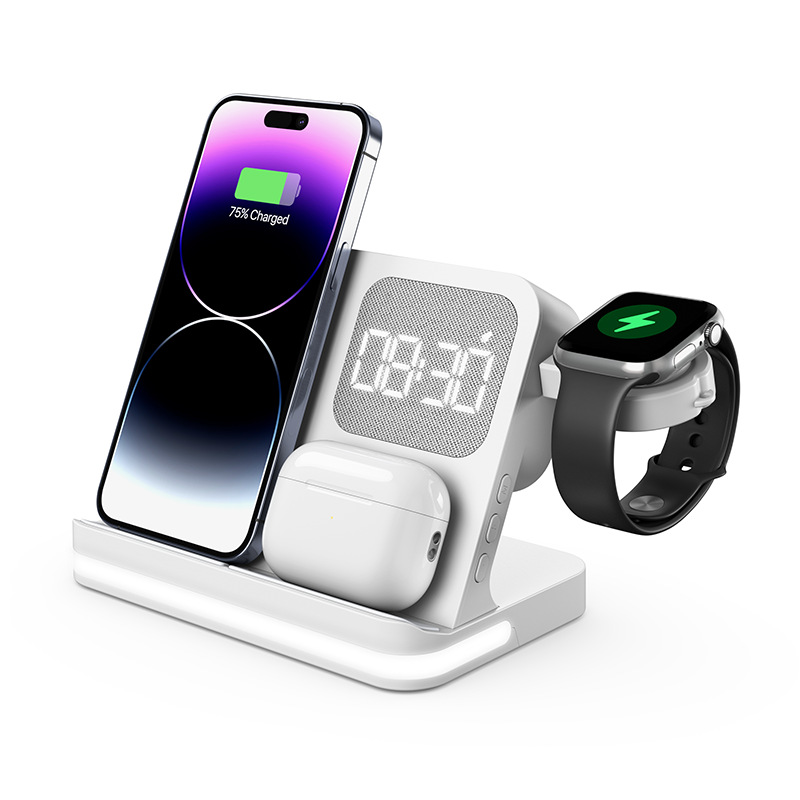 Selected 7-in-1 Clock Alarm for Apple Huawei Samsung Phone Watch Earphone Wireless Charger