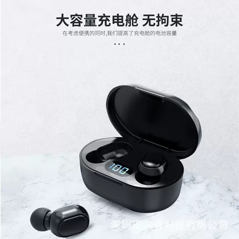 E7S in-ear earplug-style MINI wireless bluetooth earphones with digital display macaron color long battery life