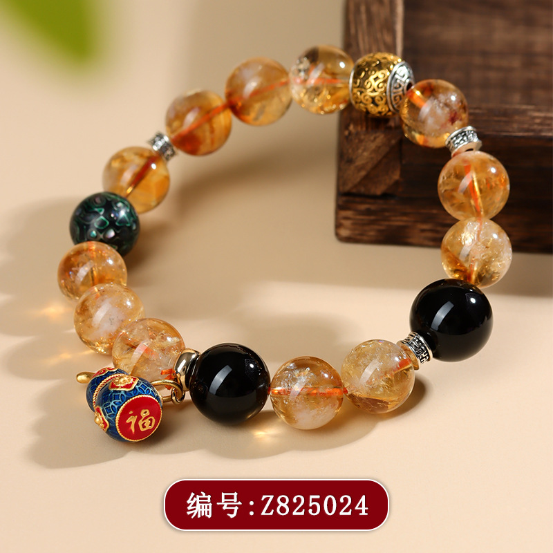 Natural Crystal Yellow Tower Crystal Multi-treasure Pixiu Gourd Double-loop Bracelet Original Scenic Area Female Bracelet
