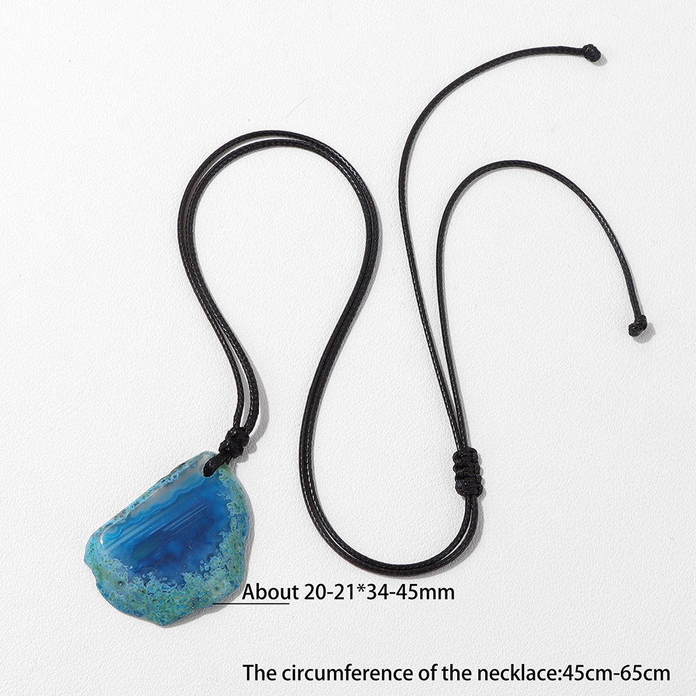 Stone agate slice necklace energy stone irregular shape pendant simple birthstone necklace