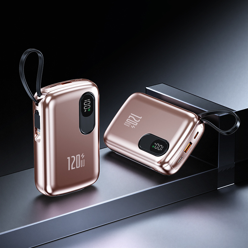120W Fast Charging Metallic Paint Digital Display Cable 1/20000mAh Power Bank Compact Portable Mobile Power Supply