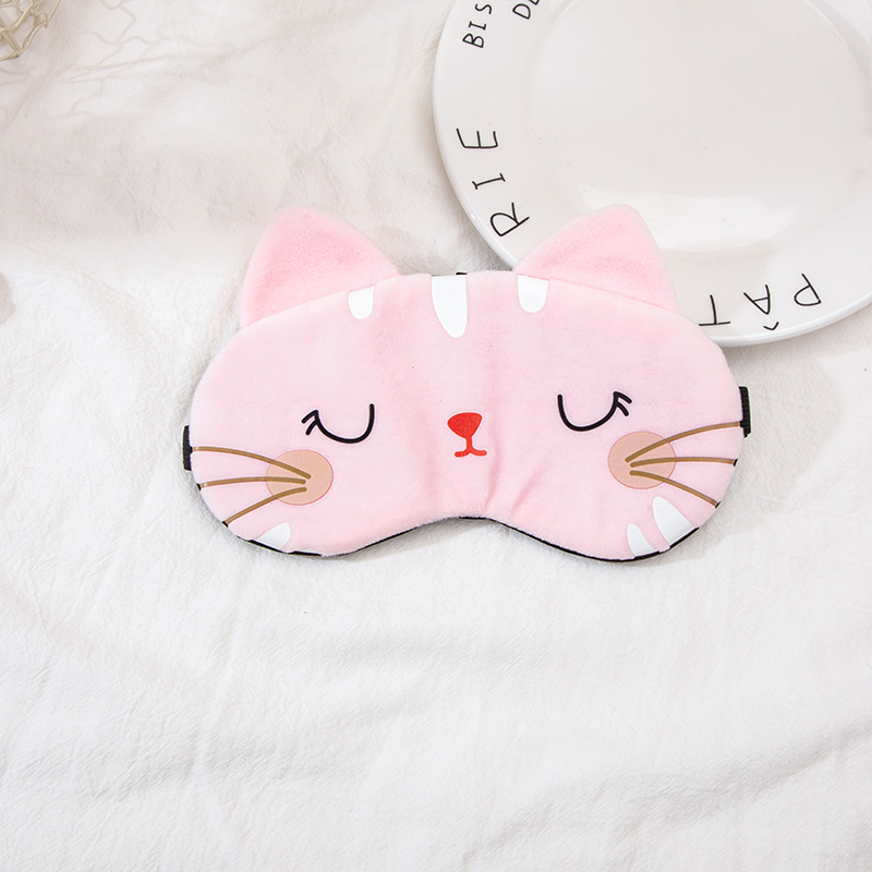 Plush cartoon cat iron-on ice compress hot compress sleep eye mask, children universal winter home outdoor